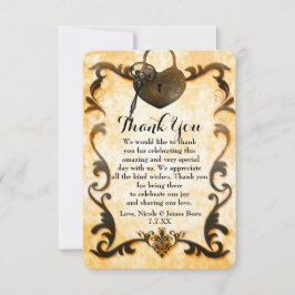 Hart Slot & Sleutel Vintage Antieke Bedankkaartjes Kaart