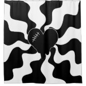 Hart smelten in zwart en wit douchegordijn (Voorkant)