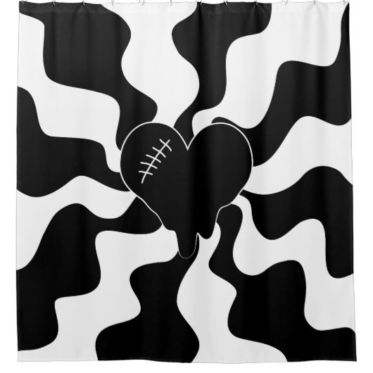 Hart smelten in zwart en wit douchegordijn (Voorkant)