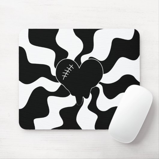Hart smelten in zwart en wit muismat (Met muis)