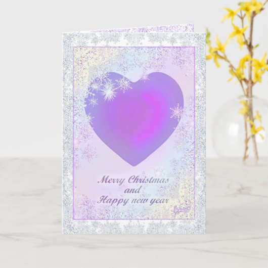 Hart & Sneeuw Kerstmis Kaart (Gele Bloem)