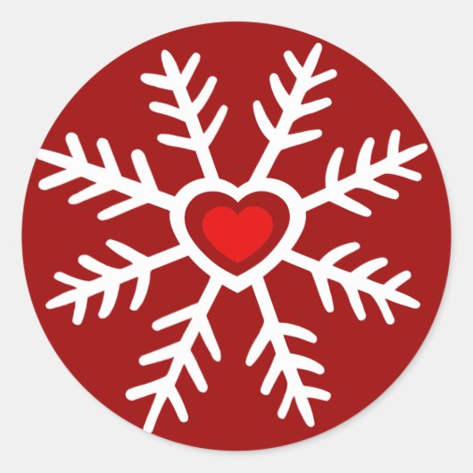 Hart Sneeuwvlok Kerstmis | bes Ronde Sticker (Voorkant)