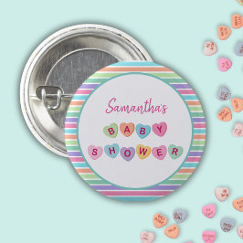 Hart snoep baby shower ronde button 3,2 cm