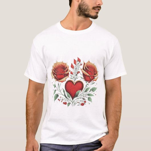 "🌹 Hart Speciaal Moment Design Stijl - 💐💐💐💐" T-shirt (Voorkant)