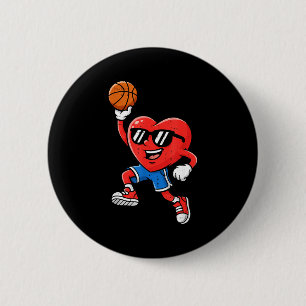 Hart speelt basketbal Valentijnsdag voor tienerjon Ronde Button 5,7 Cm