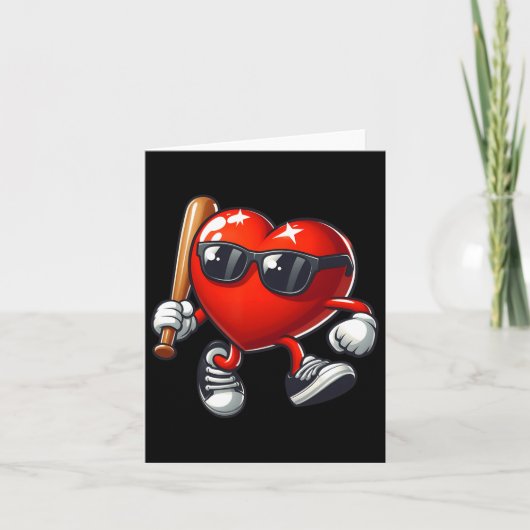 Hart speelt honkbal Funny Valentijnsdag Februari Kaart (Voorkant)