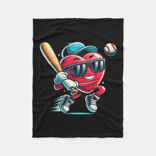 Hart spelen Baseball Boys Kinder Baseball Valentin Fleece Deken (Voorkant)