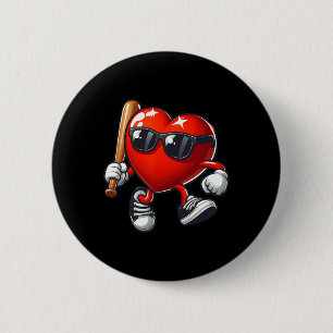 Hart spelen Honkbal Grappige Valentijnsdag Febru Ronde Button 5,7 Cm