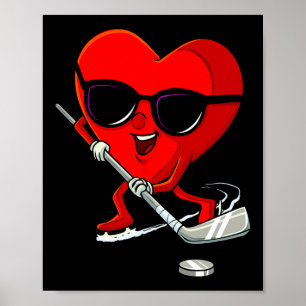 Hart spelen Ice Hockey Cute Valentijnsdag Sport Poster