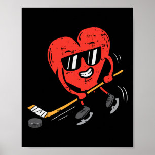 Hart spelen Ice Hockey Valentijnsdag Love Sport Poster