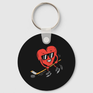 Hart spelen Ice Hockey Valentijnsdag Love Sport Sleutelhanger