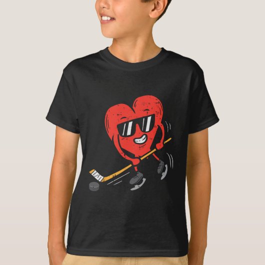 Hart spelen Ice Hockey Valentijnsdag Love Sport T-shirt (Voorkant)