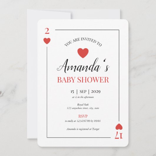 Hart Spelen Kaart Valentijnsdag Baby shower (Voorkant)