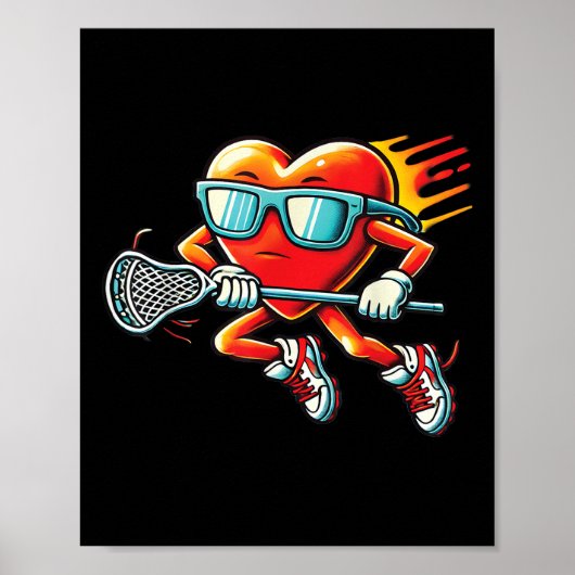 Hart spelen Lacrosse Grappig Lacrosse Speler Valen Poster (Voorkant)