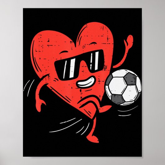 Hart spelen Voetbal Valentijnsdag Football Meisjes Poster (Voorkant)