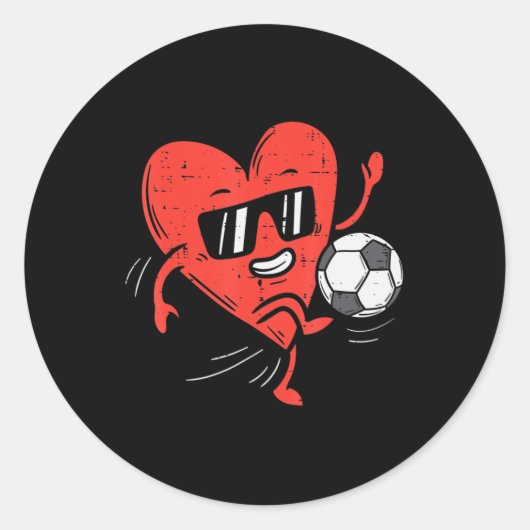 Hart spelen Voetbal Valentijnsdag Football Meisjes Ronde Sticker (Voorkant)
