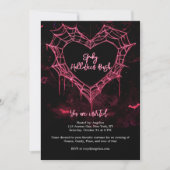 Hart Spider Web Roze Gotische Meisjes Halloween Pa Kaart (Voorkant)