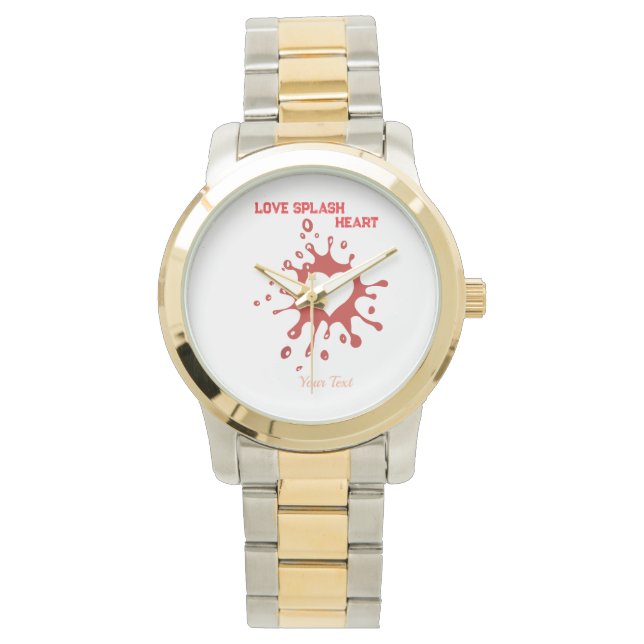 Hart Splash Art – Creatieve Liefdesuiting Design Horloge (Voorkant)