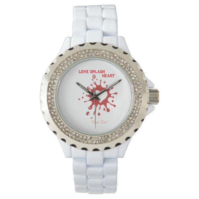 Hart Splash Art – Creatieve Liefdesuiting Design Horloge (Voorkant)