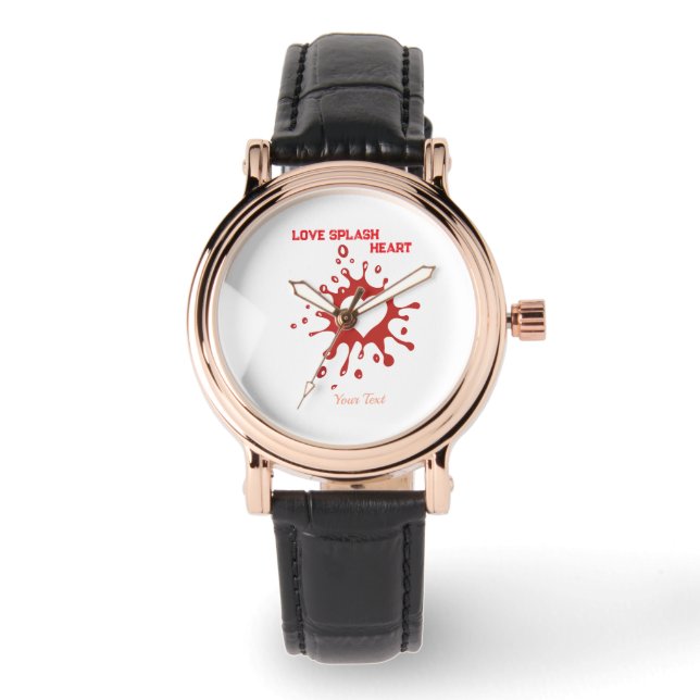 Hart Splash Art – Creatieve Liefdesuiting Design Horloge (Voorkant)