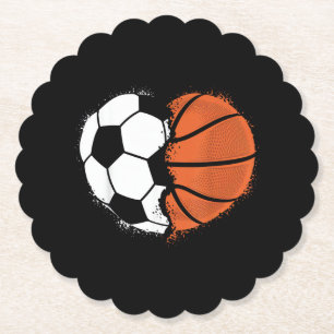 Hart Sport Voetbal Basketbal Bal Liefhebber Valent Kartonnen Onderzetters