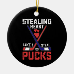Hart stelen zoals ik Pucks steel Hockey Valentijn Keramisch Ornament