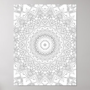 Hart Ster Barstende Mandala Kleurplaat Patroon Poster