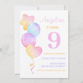 Hart Ster Kleurrijke Ballon Kids Verjaardag Kaart (Voorkant)