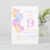 Hart Ster Kleurrijke Ballon Kids Verjaardag Kaart (Staand voorkant)