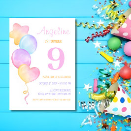 Hart Ster Kleurrijke Ballon Kids Verjaardag Kaart