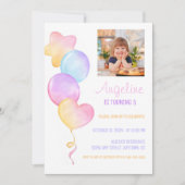 Hart Ster Kleurrijke Ballonfoto Kinderen Verjaarda Kaart (Voorkant)