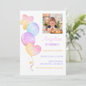 Hart Ster Kleurrijke Ballonfoto Kinderen Verjaarda Kaart (Staand voorkant)