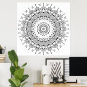 Hart Ster Mandala Kleurplaat Ingewikkeld Ontwerp Poster (Thuiskantoor)