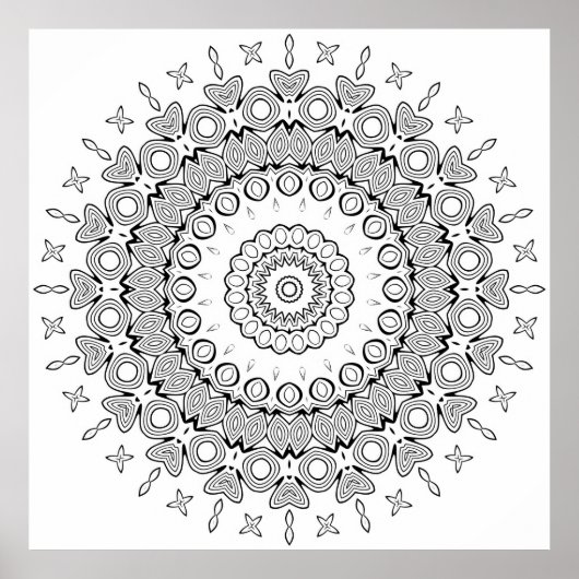 Hart Ster Mandala Kleurplaat Ingewikkeld Ontwerp Poster (Voorkant)