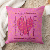 Hart & Sterren Bloemrijke Liefde Tekst Cute Roze & Kussen (Deken)