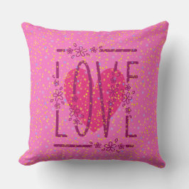 Hart & Sterren Bloemrijke Liefde Tekst Cute Roze & Kussen