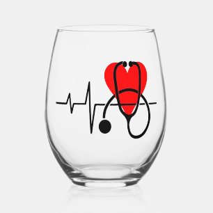 Hart & Stethoscoop Healthcare Design Wijnglas Zonder Voet