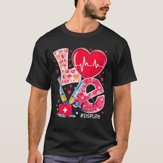 Hart Stethoscoop Leuke Liefde Verpleegkunde Valent T-shirt (Voorkant)