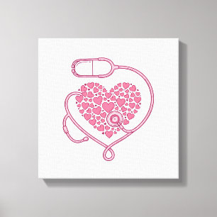 Hart Stethoscoop Medische Liefde Vector T-shirt On Canvas Afdruk