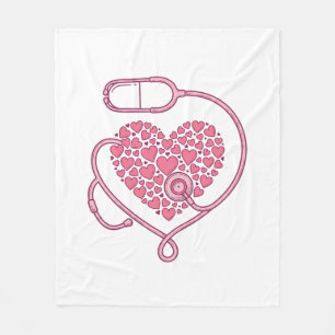 Hart Stethoscoop Medische Liefde Vector T-shirt On Fleece Deken