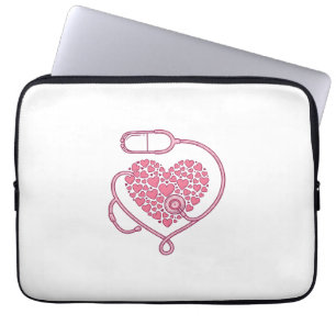 Hart Stethoscoop Medische Liefde Vector T-shirt On Laptop Sleeve