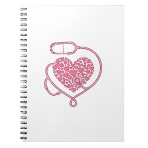 Hart Stethoscoop Medische Liefde Vector T-shirt On Notitieboek