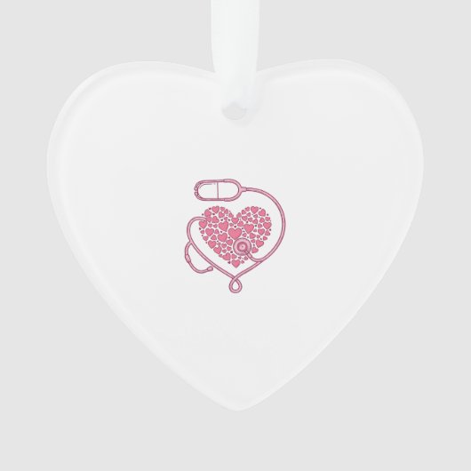 Hart Stethoscoop Medische Liefde Vector T-shirt On Ornament (voorkant)