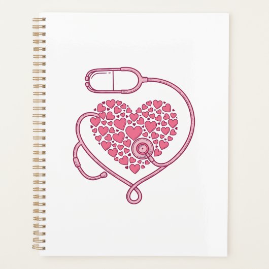Hart Stethoscoop Medische Liefde Vector T-shirt On Planner (Voorkant)