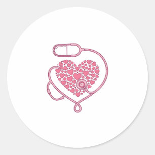 Hart Stethoscoop Medische Liefde Vector T-shirt On Ronde Sticker