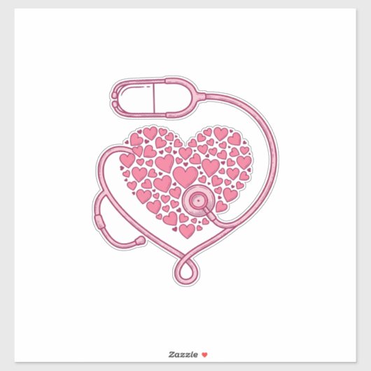 Hart Stethoscoop Medische Liefde Vector T-shirt On Sticker (Vel)