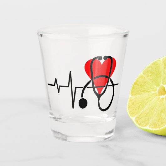 Hart & Stethoscoop Ontwerp Shot Glas (Voorkant)