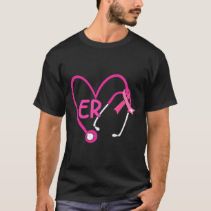 Hart stethoscoop roze lint Borstkanker Er Nur T-shirt