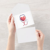 Hart & Stethoscoop Wenskaart | Bedankt Genees All In One Uitnodiging (Afscheurbaar)