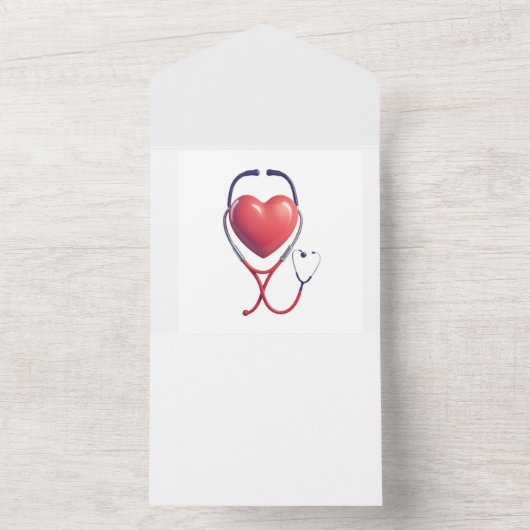 Hart & Stethoscoop Wenskaart | Bedankt om te Helpe All In One Uitnodiging (Binnen)